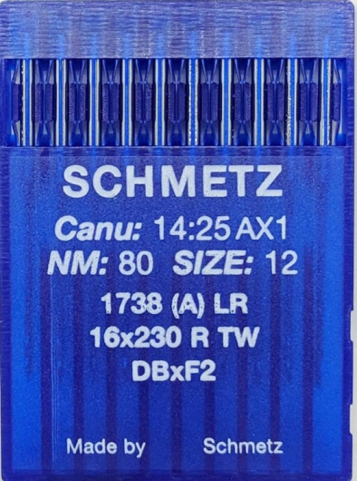 Иглы для кожи Schmetz 1738 (A) LR (DВx1 LR) №80 для промышленных швейных машин