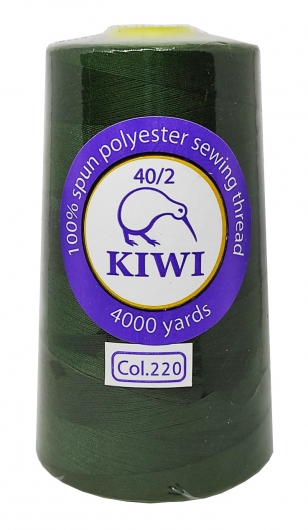 Нитки швейные Kiwi зеленые 4000 ярдов №40/2 (220)