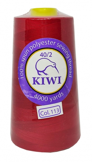 Нитки швейные Kiwi красные 4000 ярдов №40/2 (113)