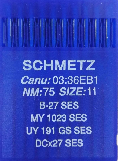 Иглы для трикотажа Schmetz DCx27, SES №75 для промышленных оверлоков