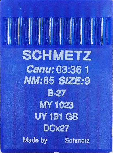 Голки Schmetz DCx27 №65 для промислових оверлоків