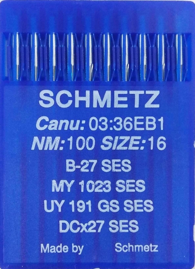Голки для трикотажу Schmetz DCx27, SES №100 для промислових оверлоків