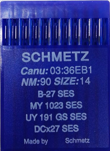 Голки для трикотажу Schmetz DCx27, SES №90 для промислових оверлоків