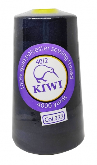 Нитки швейні Kiwi темно-сині 4000 ярдів №40/2 (322)