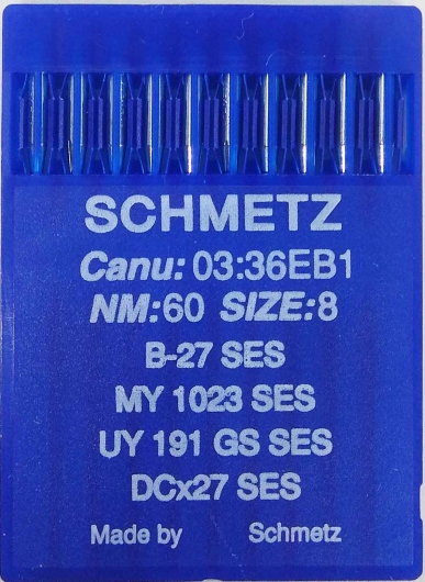  Голки для трикотажу Schmetz DCx27, SES №60 для промислових оверлоків